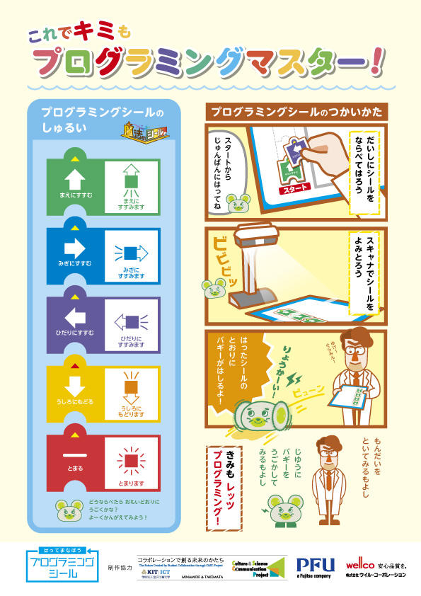 小学校におけるプログラミング必須化に向けてシールとスキャナーを使って簡単にプログラミングができる教材の実証実験を実施