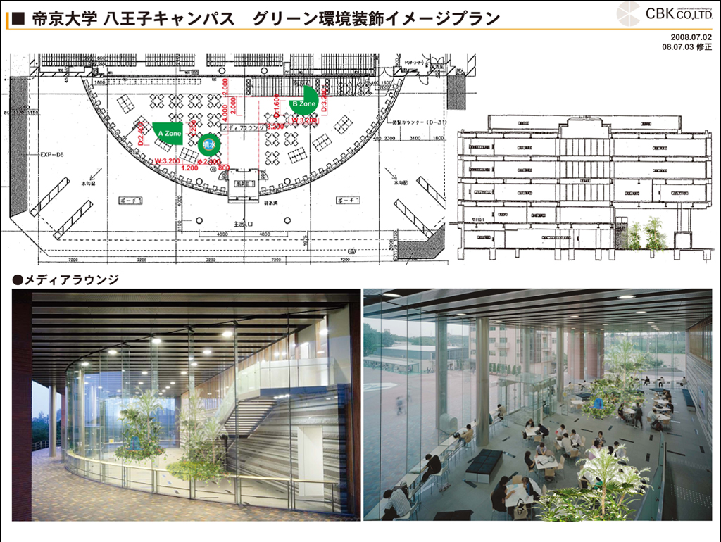 八王子キャンパスと自然との共生　「Ｃｌｅａｎ＆Ｇｒｅｅｎ　グリーン環境装飾プラン」──帝京大学