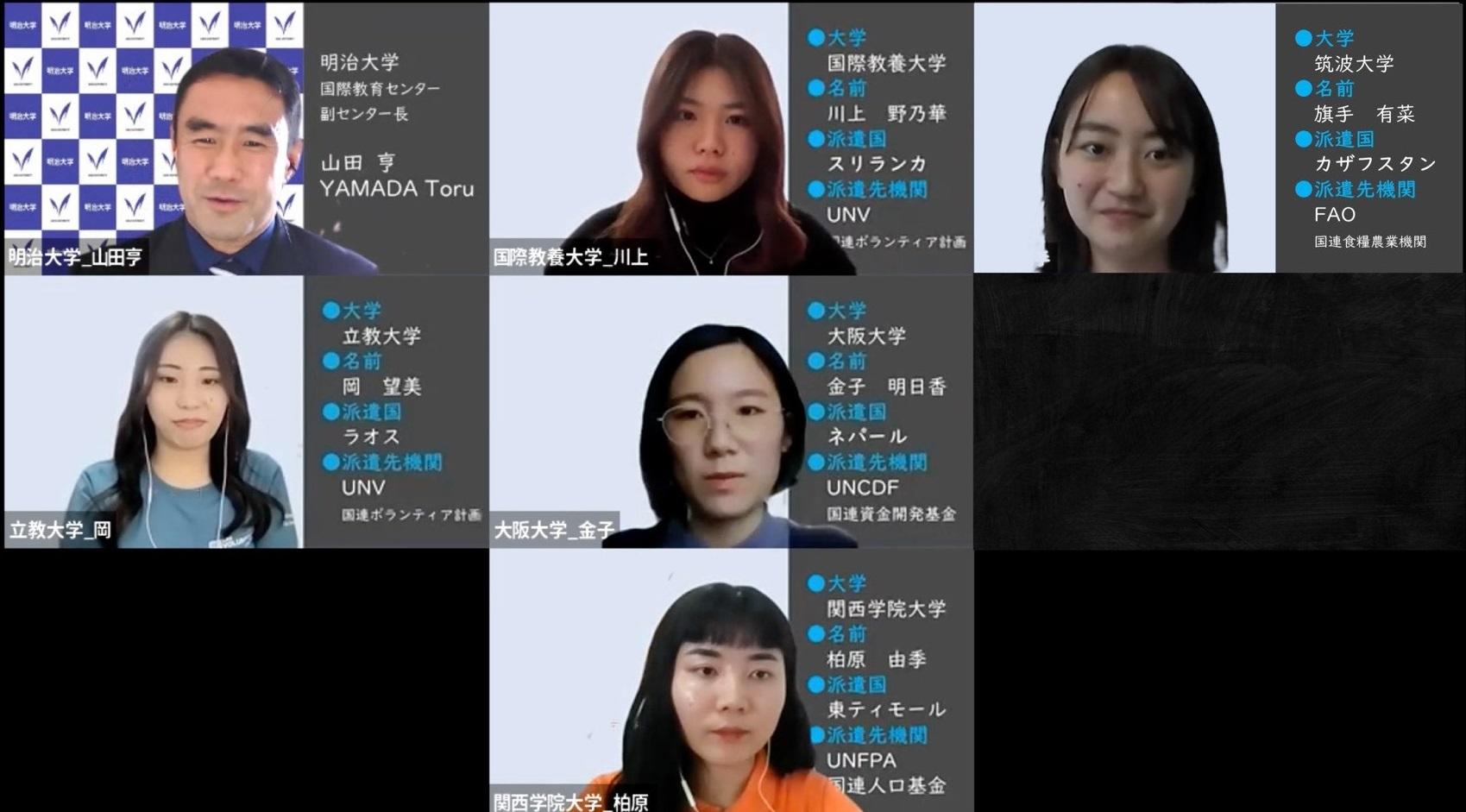 関西学院大学　6大学6人が「国連ユースボランティア」の活動を報告～エジプトやナミビア、キルギス、東ティモールなどの国連機関に派遣