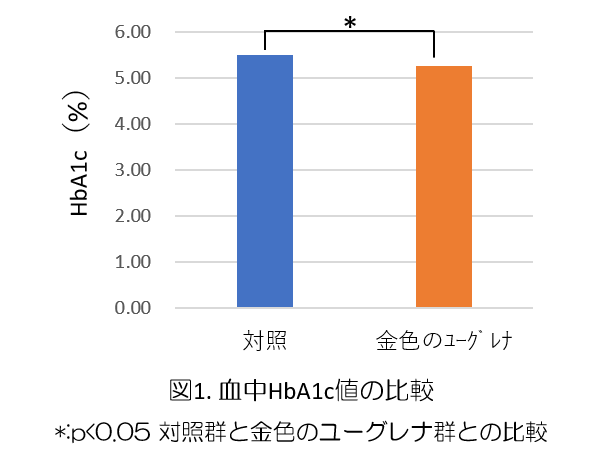 大妻女子大学の青江誠一郎教授らによる研究で、金色のユーグレナ（パラミロンEOD-1）の摂取によるメタボリックシンドローム関連指標の改善を世界で初めて確認