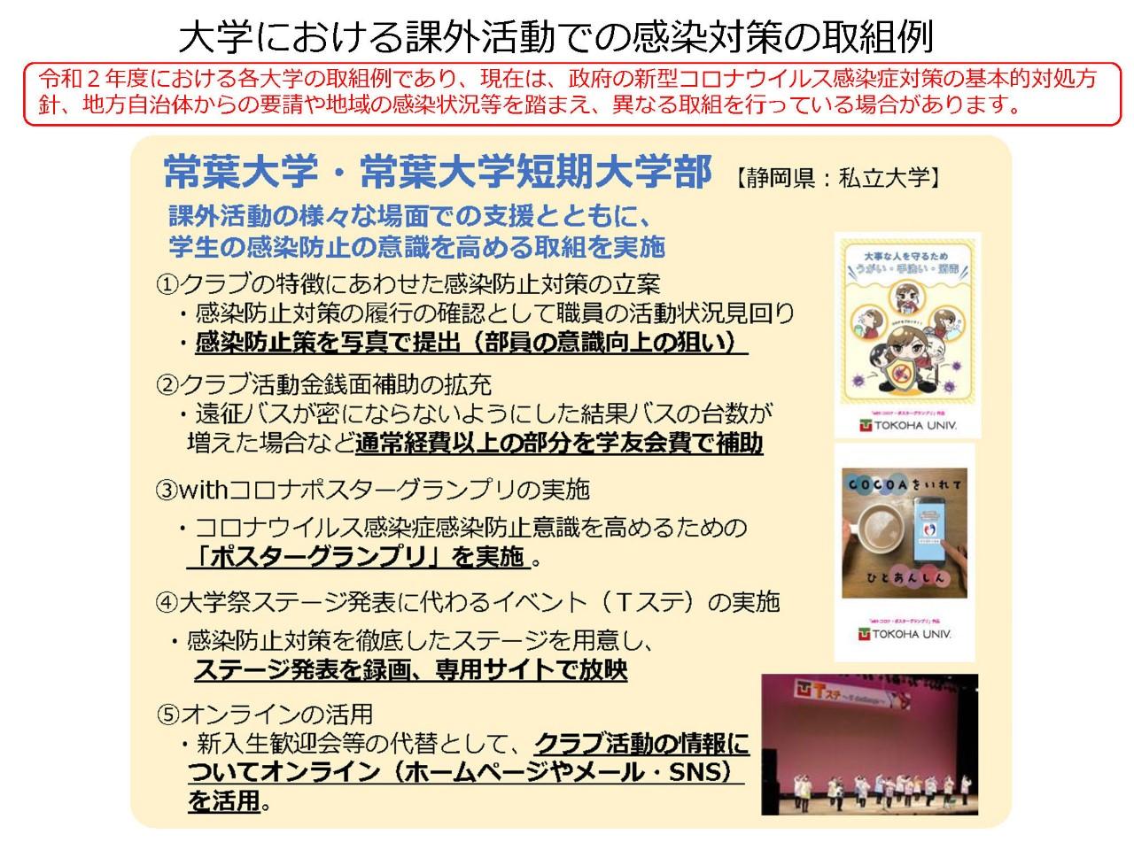 常葉大学・常葉大学短期大学部の新型コロナウイルス感染防止対策への取り組みがスポーツ庁ホームページに掲載されました