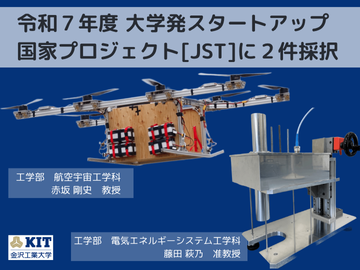大学の基礎研究と事業化の間にある”ギャップ”を埋める「TeSH GAPファンドプログラム」に。金沢工業大学からは「ステップ２」（事業化）に赤坂教授、「ステップ１」（応用研究）に藤田准教授の研究が採択