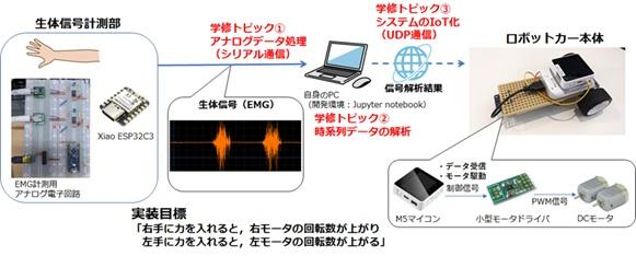 成蹊大学理工学部の「機械×生体×情報」を学ぶ特色ある実習実験プログラミングで実装したIoTロボットカーによる競技会を開催～生体信号（力を入れた時に筋肉で生じる電気信号）を利用してロボットカーを操作～