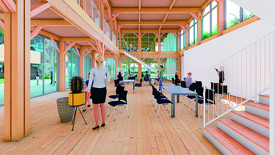 2025年4月に開設する武庫川女子大学環境共生学部の「プロジェクト棟」が着工。自然の息遣いを感じる新感覚の学び舎が誕生します。