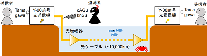 【玉川大学研究成果】Society5.0を支える安心・安全なグローバルネットワーク実現に近づく 太平洋横断級10,000km超のセキュア光ファイバ通信に成功 — 位相変調方式のY-00光通信量子暗号により、これまでの10倍の伝送距離を実現