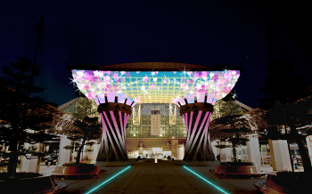 金沢駅もてなしドーム「鼓門」プロジェクションマッピング「金澤月見ゲート」を開催――金沢工業大学