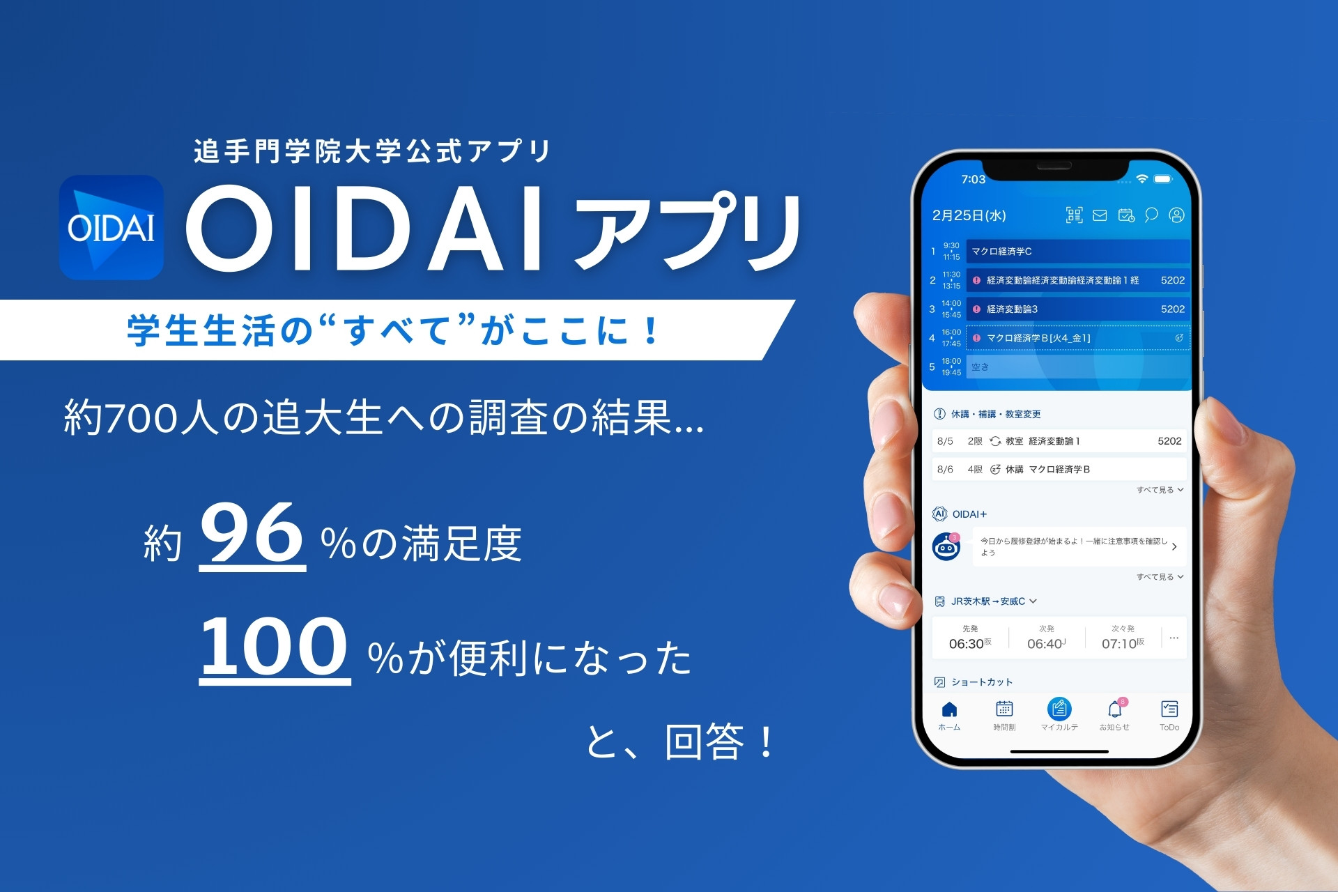追手門学院大学生の99％がDLしている公式アプリ「OIDAIアプリ」の満足度が96％を達成 ― 学生の声を反映し、体験価値の向上に寄与