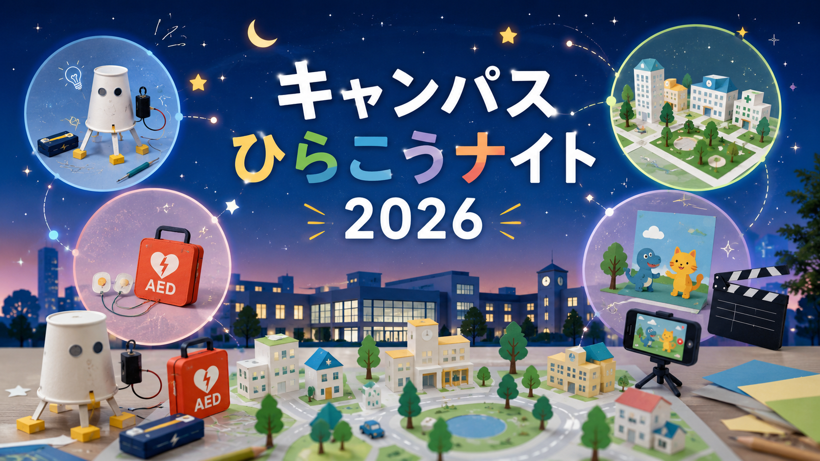 キャンパスひらこうナイト2026北海道科学大学では、子どもも大人も楽しめる5つのプログラムを実施します